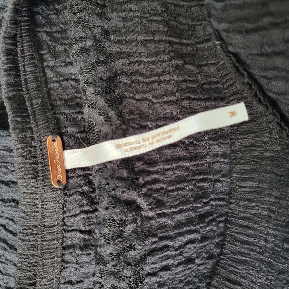 Free People Snowfall Lace Patchwork Top Black M - Picture 14 of 15